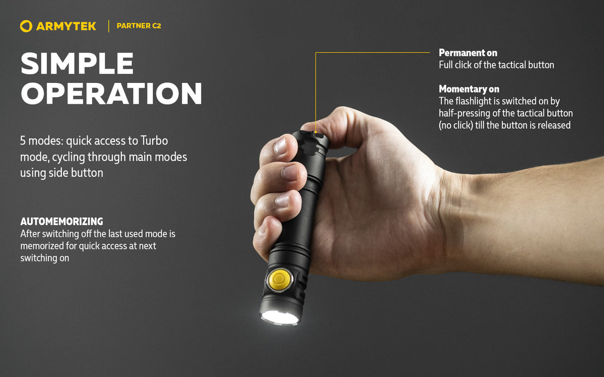 Armytek Partner C2 EDC Rechargeable LED Torch