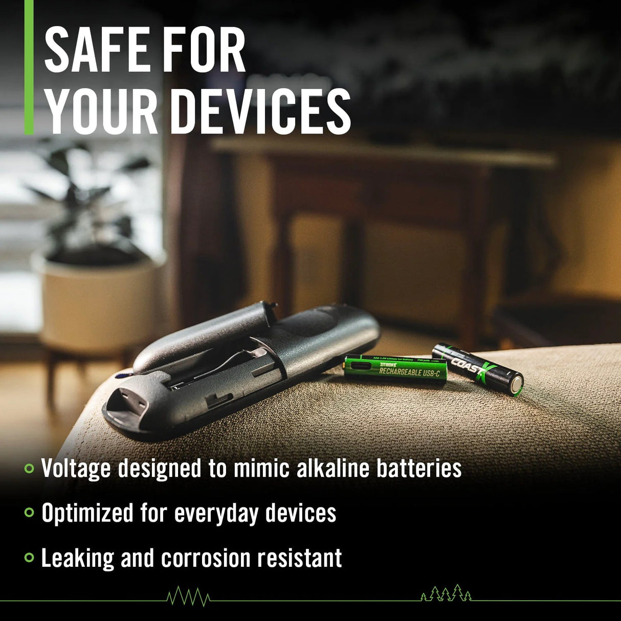 Coast AAA 1.5 V, 750 mAh USB-C Rechargeable Lithium-ion Protected Battery (4 Pack)