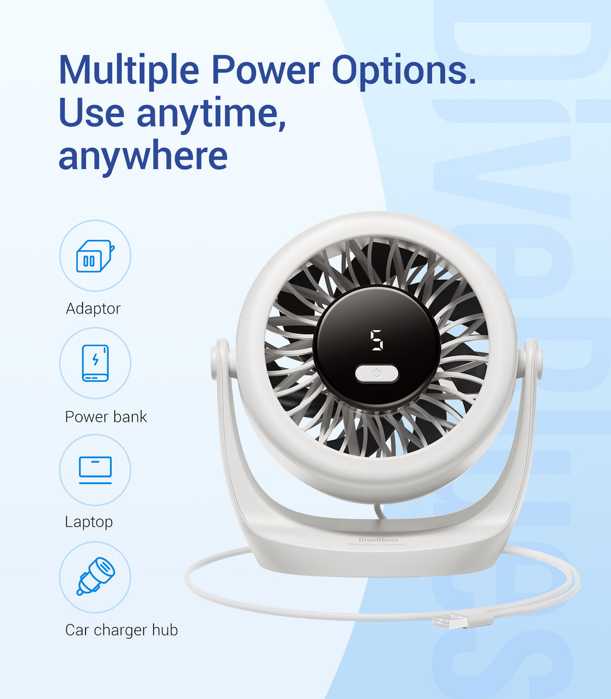 DiveBlues TurboBreeze USB Desk Turbo Fan