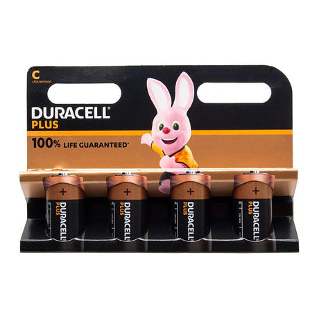 Duracell Plus C Cell Alkaline Batteries (4 Pack)