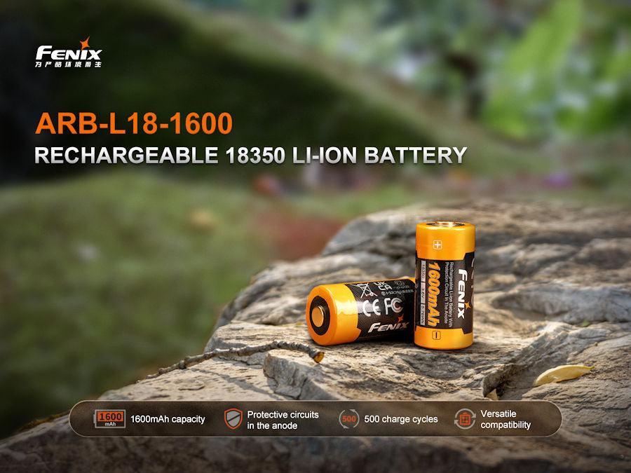 Fenix 18350 3.6 V, 1600 mAh Li-ion Protected Battery
