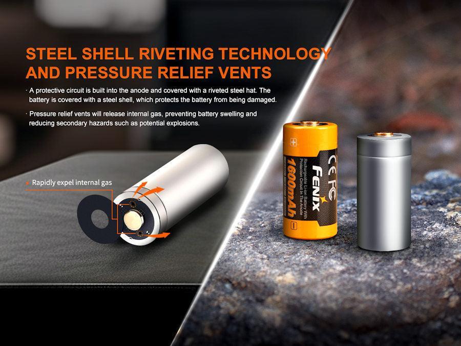 Fenix 18350 3.6 V, 1600 mAh Li-ion Protected Battery