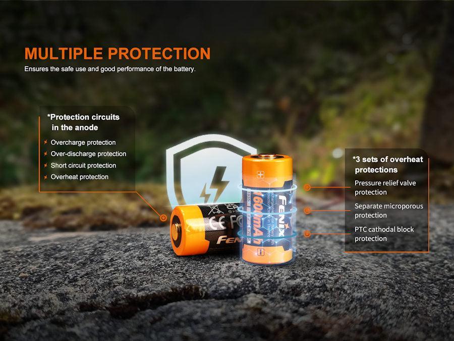 Fenix 18350 3.6 V, 1600 mAh Li-ion Protected Battery