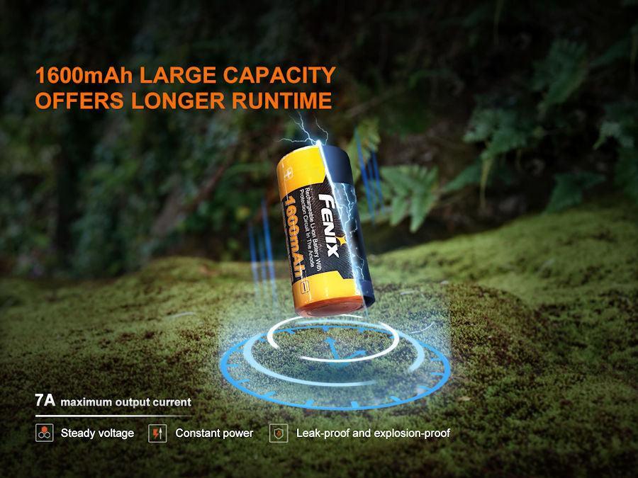 Fenix 18350 3.6 V, 1600 mAh Li-ion Protected Battery