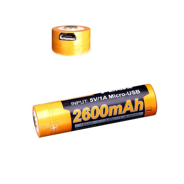 Fenix 18650 USB Rechargeable 2600 mAh Li-ion Protected Battery