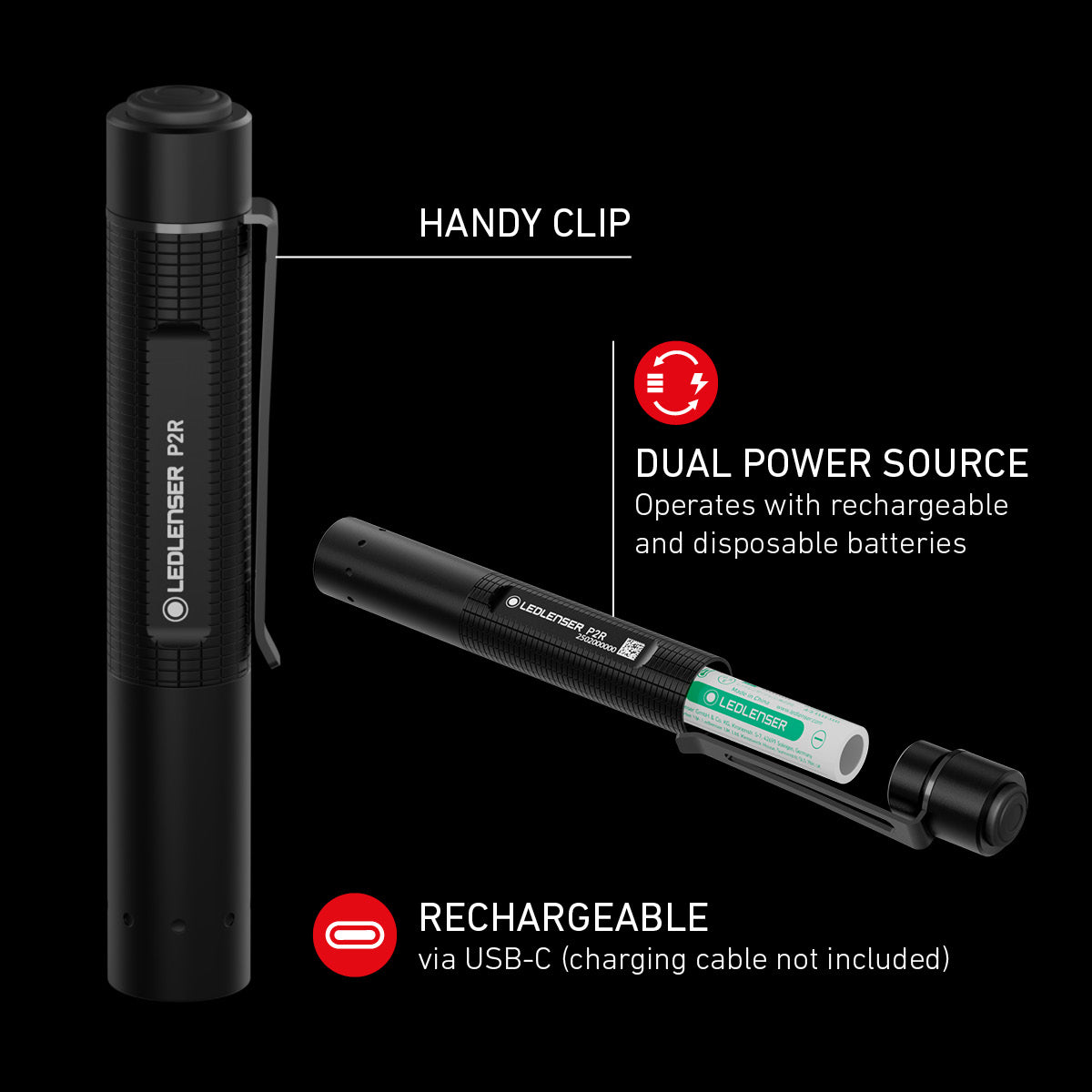 Ledlenser P2R LED Torch With USB-C Rechargeable Battery (2025 P-SERIES)