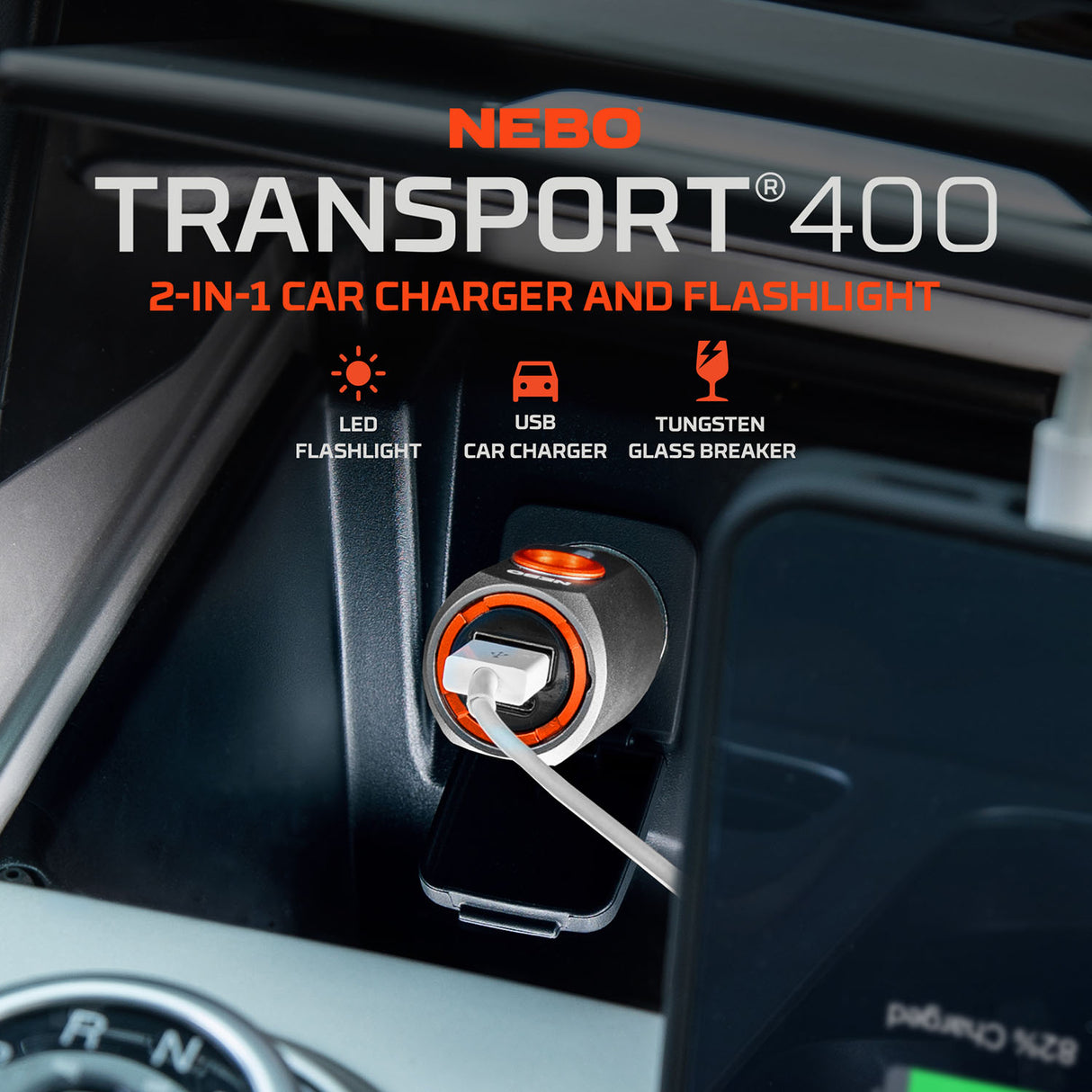 NEBO Transport 400 Car Charger & Torch
