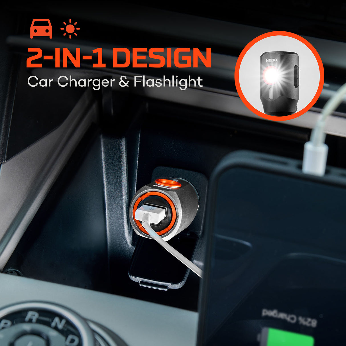 NEBO Transport 400 Car Charger & Torch