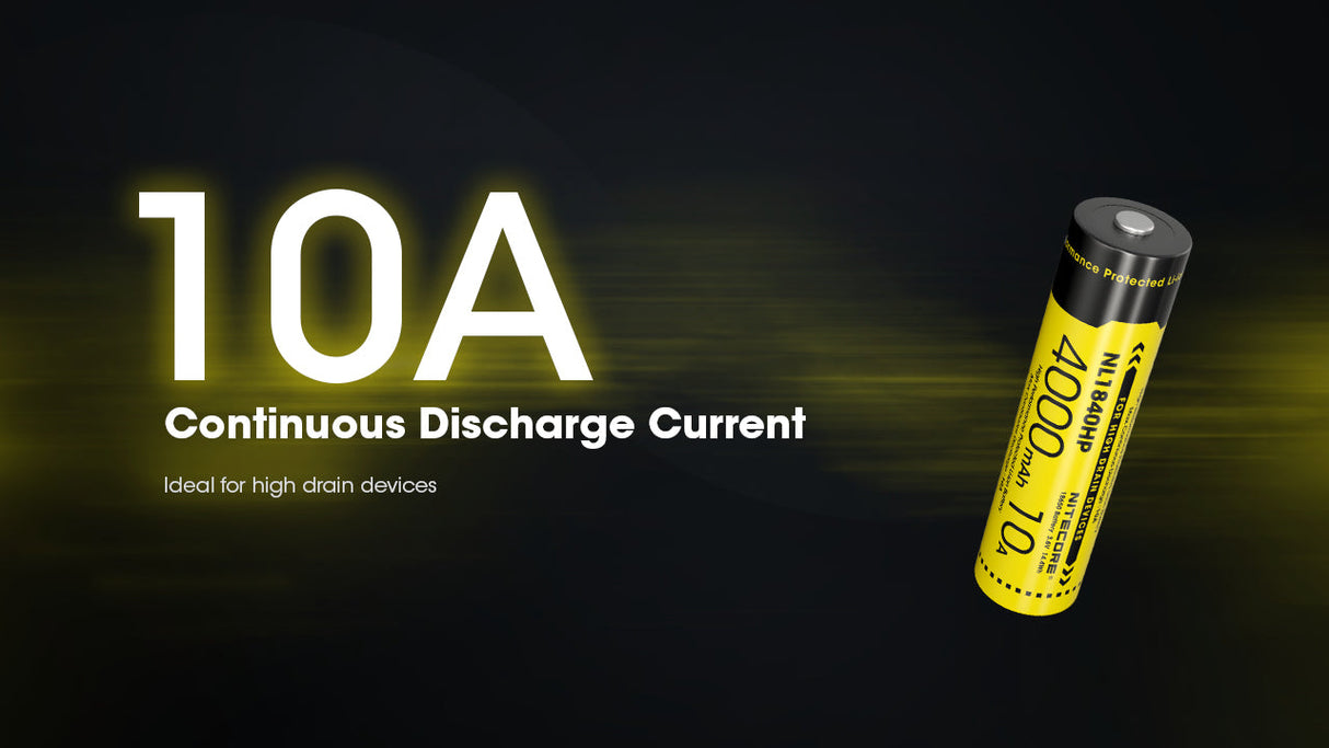 Nitecore 10 A High Discharge 18650 4000 mAh Lithium-ion Protected Battery (NL1840HP)