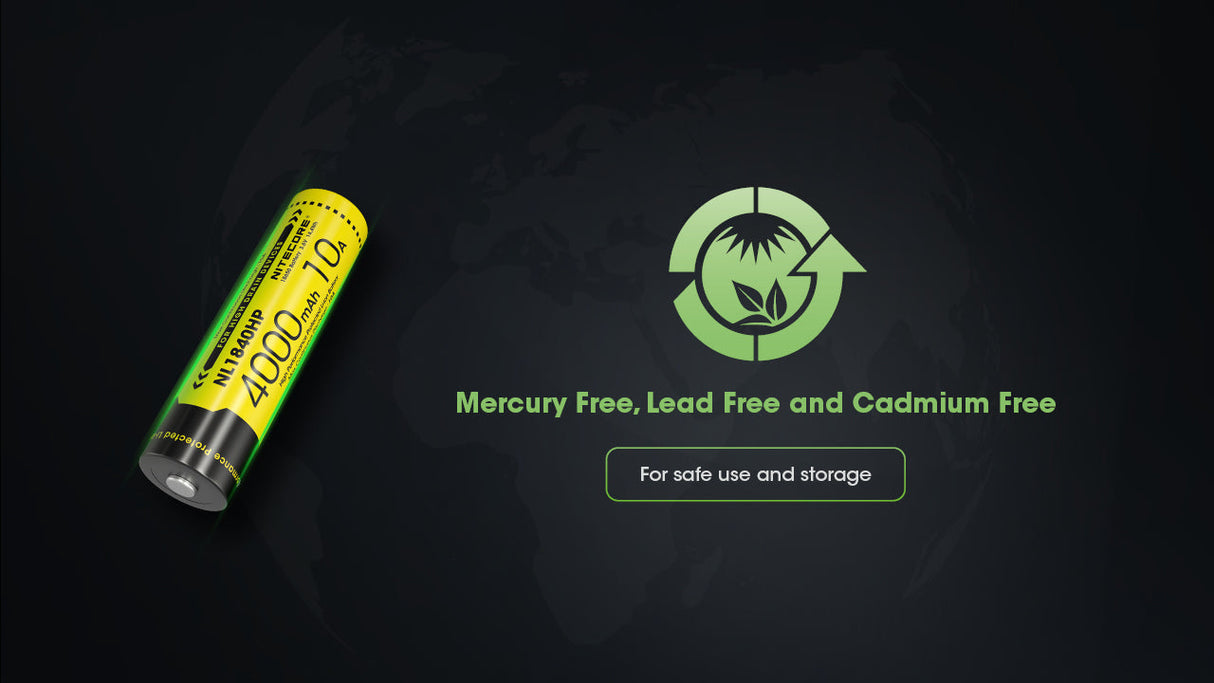 Nitecore 10 A High Discharge 18650 4000 mAh Lithium-ion Protected Battery (NL1840HP)