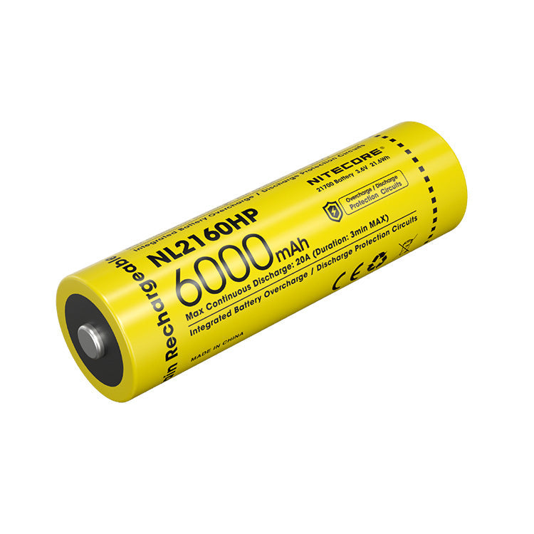 Nitecore 21700 3.6 V, 6000 mAh 20 A High Discharge Lithium-ion Protected Battery (NL2160HP)