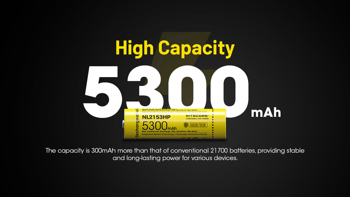 Nitecore 21700 5300 mAh 20 A High Discharge Lithium-ion Protected Battery (NL2153HP)