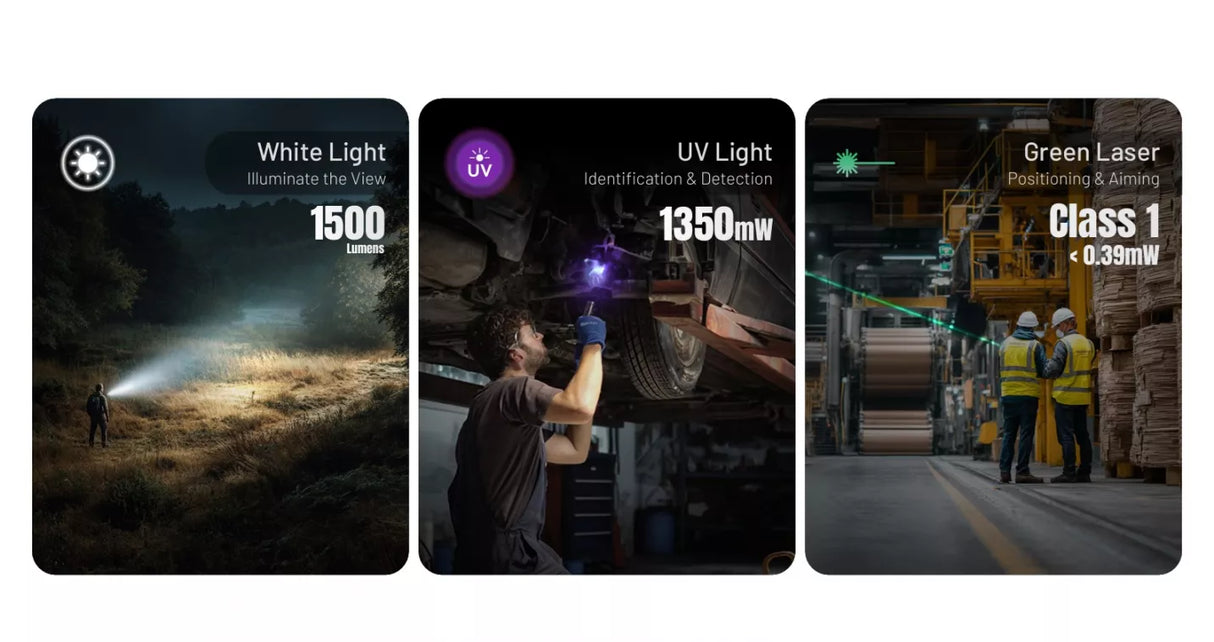 Nitecore EDC17 EU Green Laser, White & UV Slim Rechargeable LED Torch