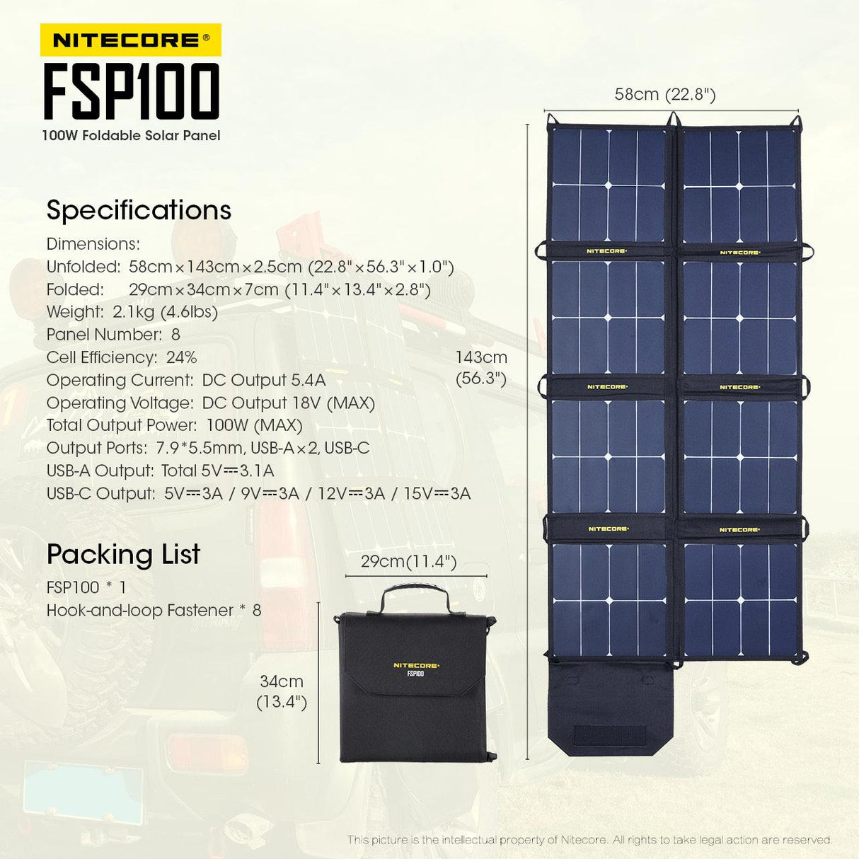 Nitecore FSP100 100 W Foldable Solar Panel