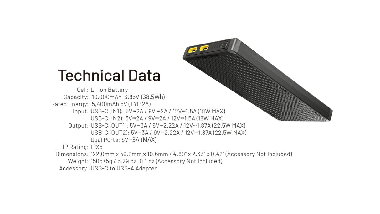Nitecore NB10000 GEN 3 USB-C 10000 mAh Power Bank
