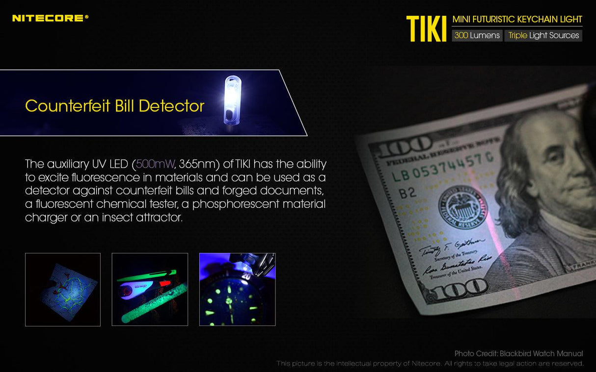 Nitecore TIKI White & UV Rechargeable LED Key Ring Torch