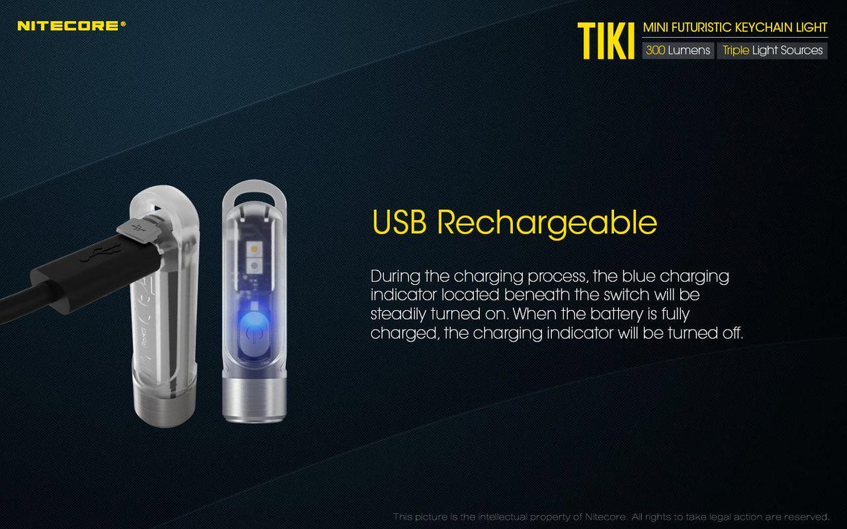 Nitecore TIKI White & UV Rechargeable LED Key Ring Torch