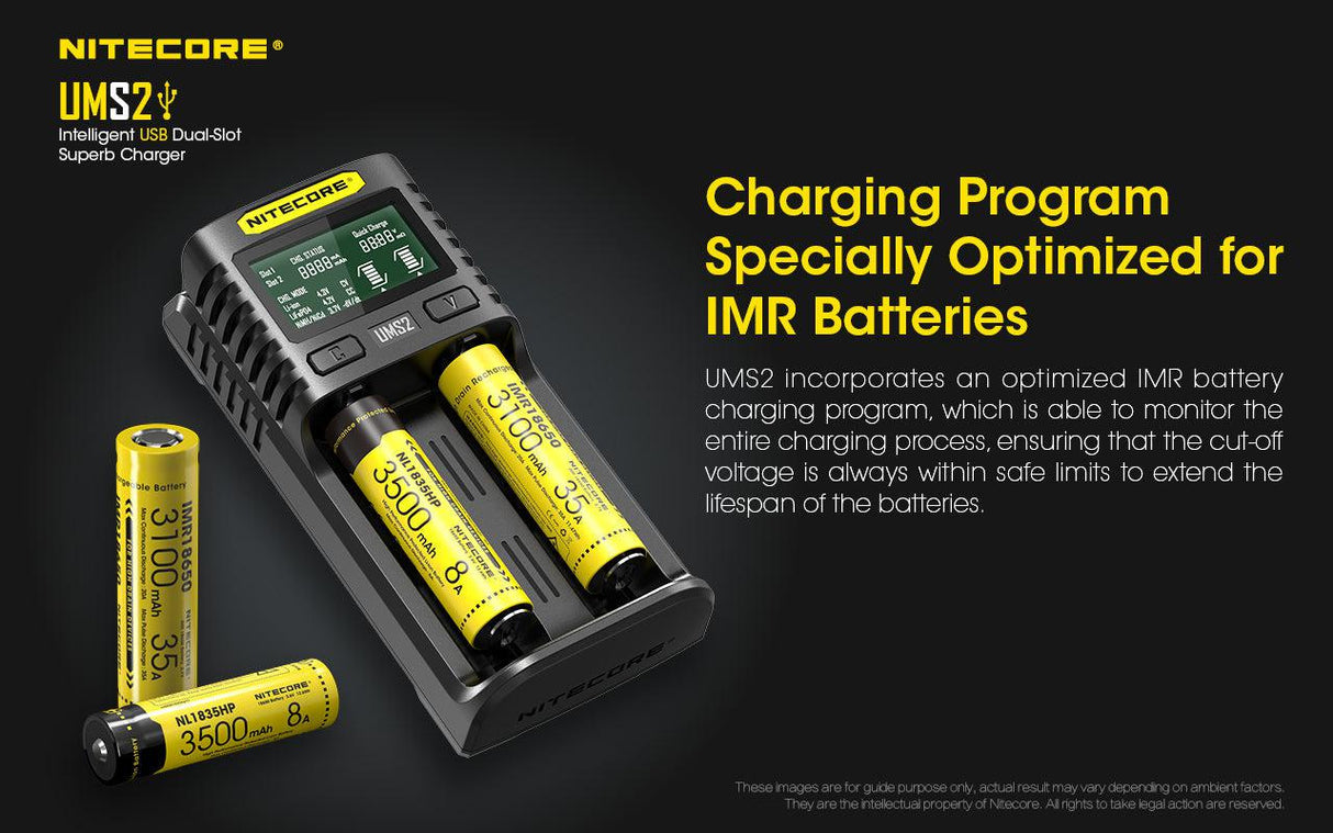 Nitecore UMS2 Dual Bay USB Li-ion/NiMH Battery Charger
