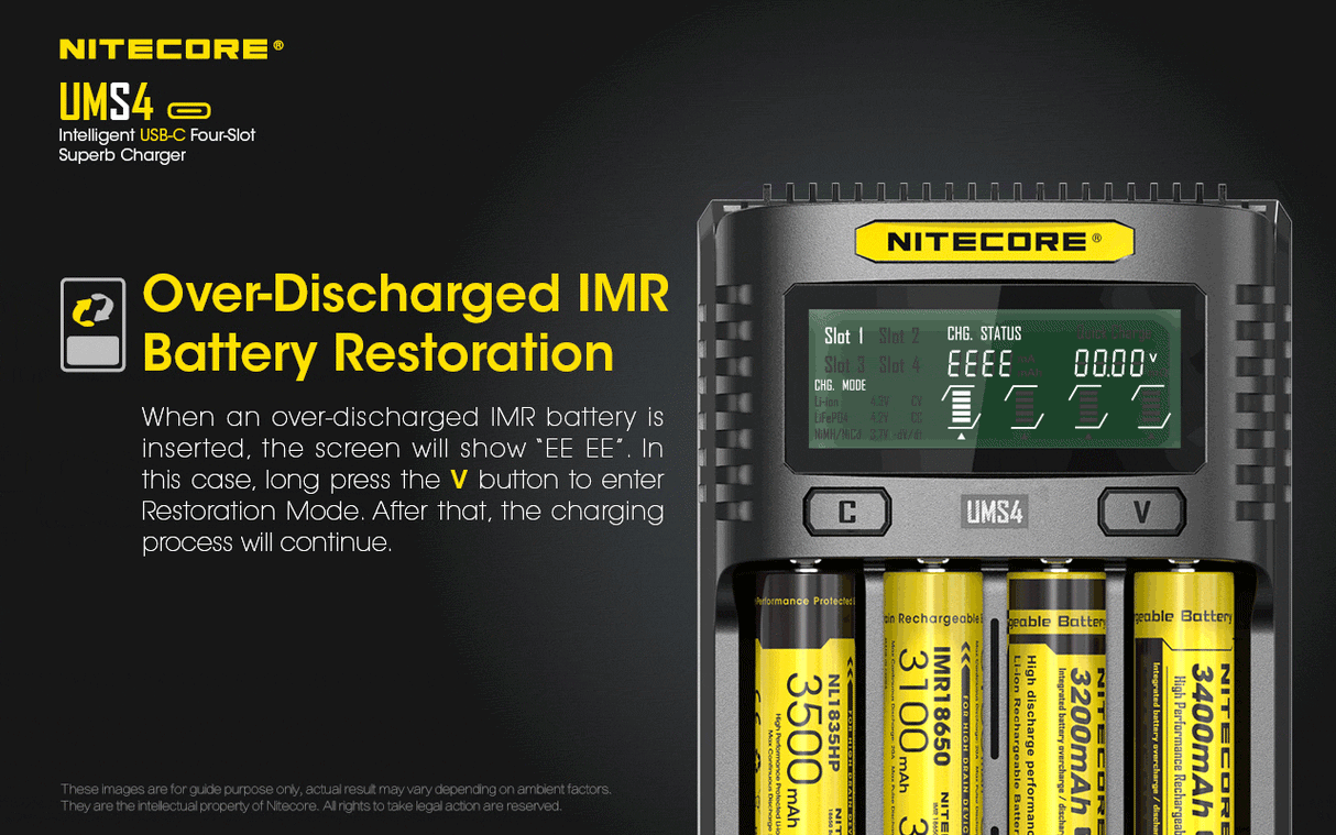 Nitecore UMS4 Four Bay USB-C Li-ion/NiMh Battery Charger