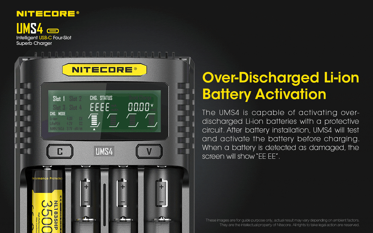 Nitecore UMS4 Four Bay USB-C Li-ion/NiMh Battery Charger
