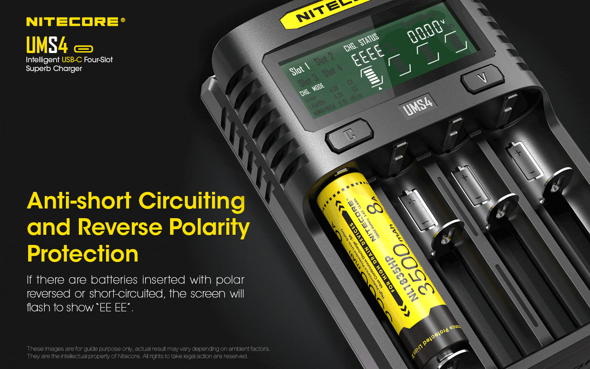 Nitecore UMS4 Four Bay USB-C Li-ion/NiMh Battery Charger