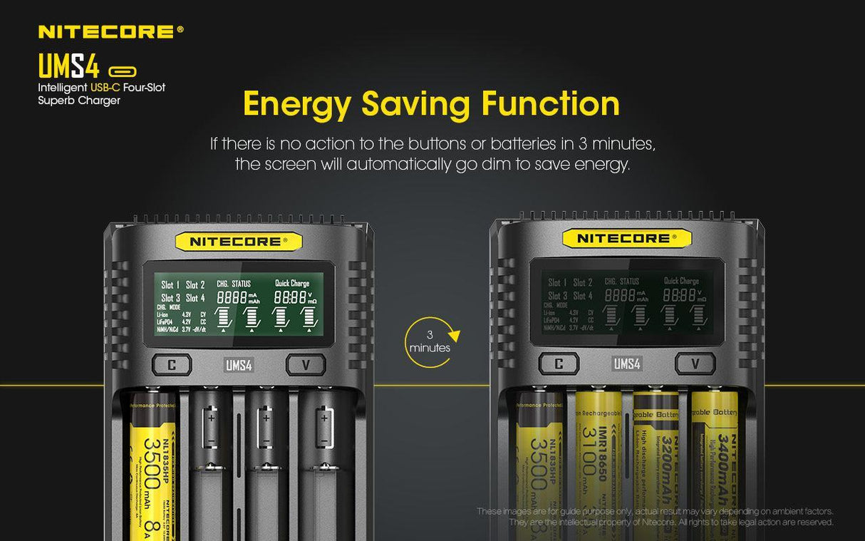 Nitecore UMS4 Four Bay USB-C Li-ion/NiMh Battery Charger