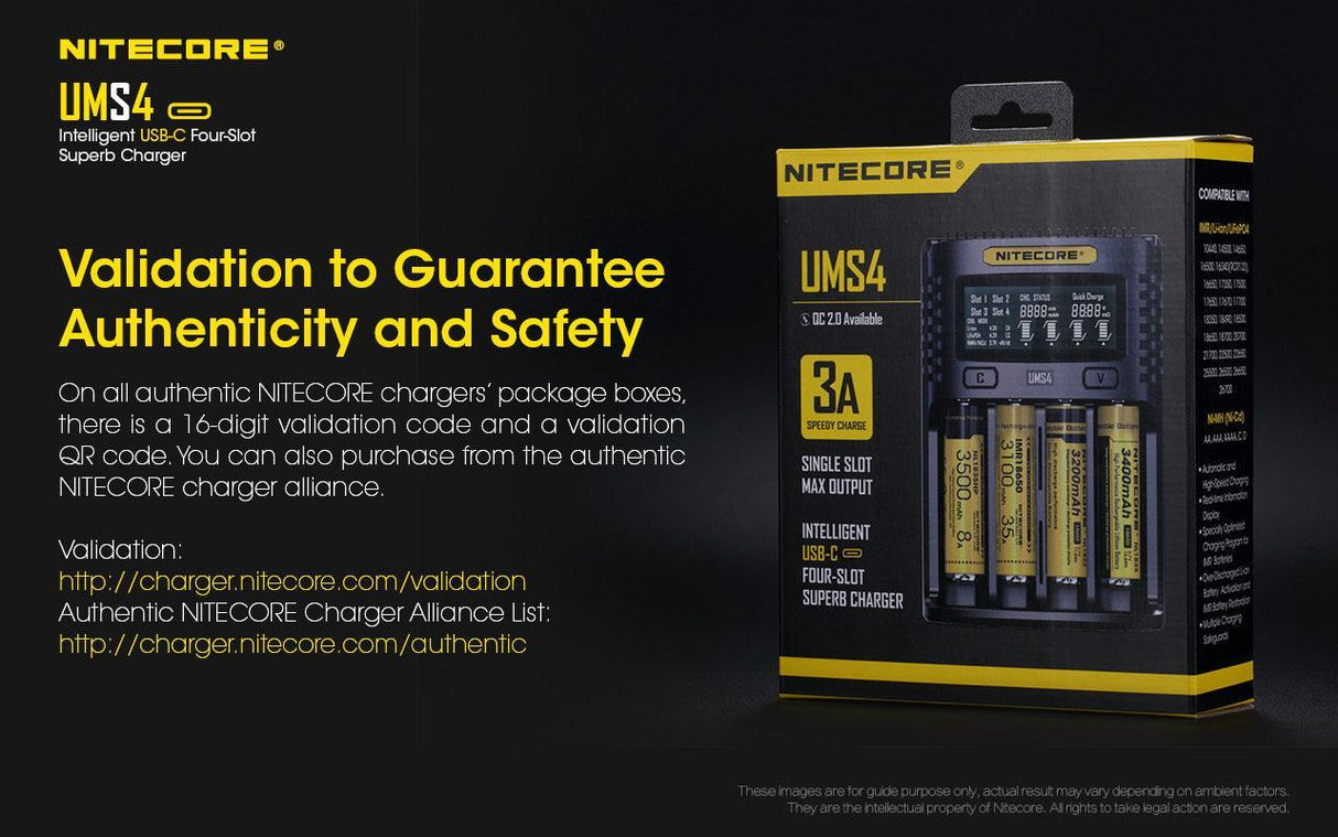 Nitecore UMS4 Four Bay USB-C Li-ion/NiMh Battery Charger
