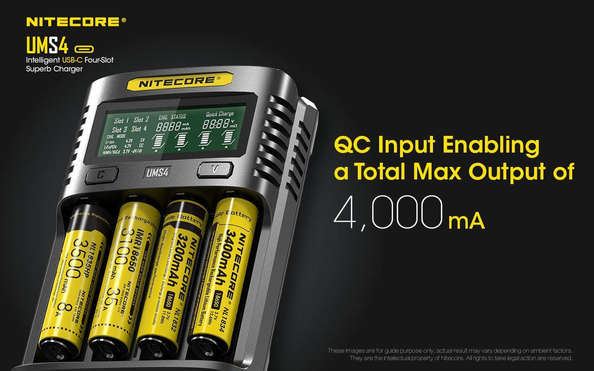 Nitecore UMS4 Four Bay USB-C Li-ion/NiMh Battery Charger