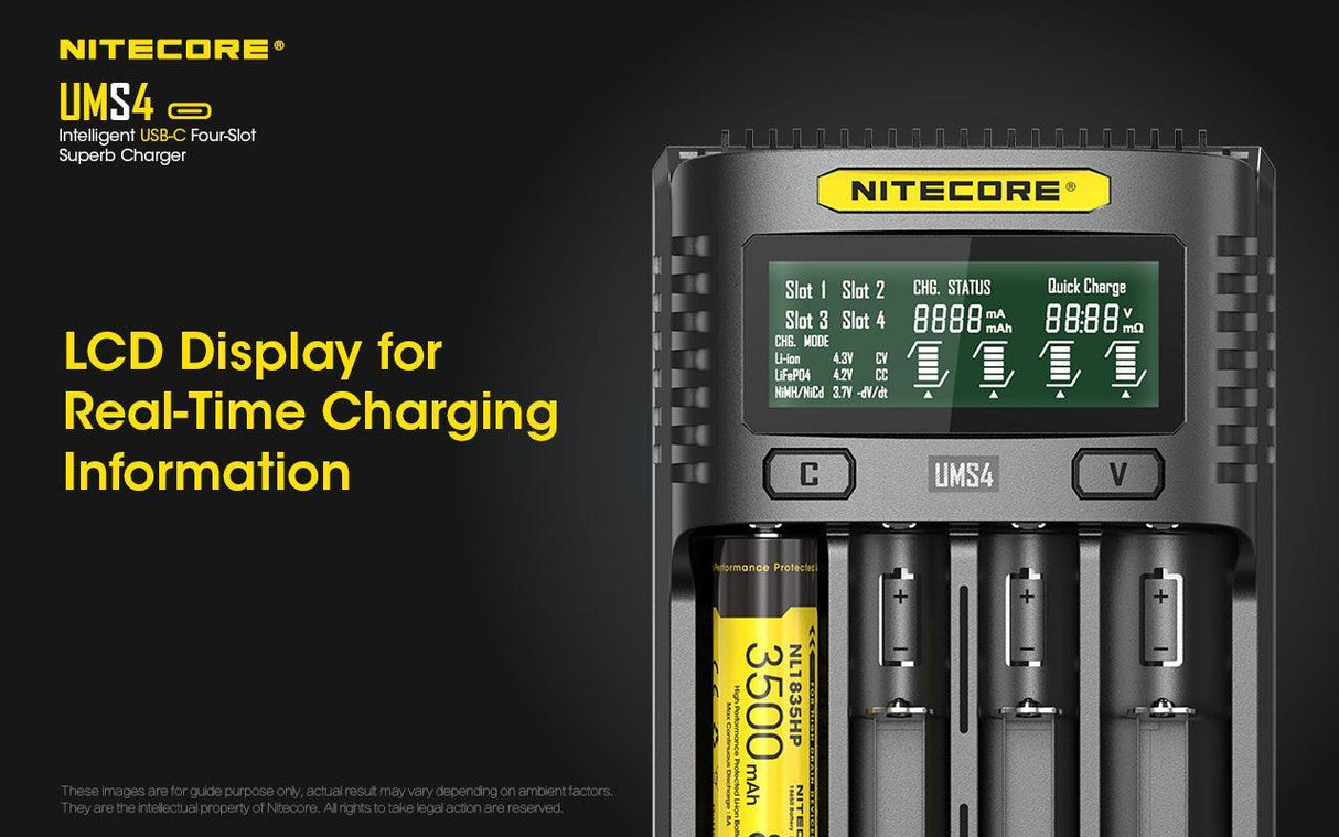 Nitecore UMS4 Four Bay USB-C Li-ion/NiMh Battery Charger