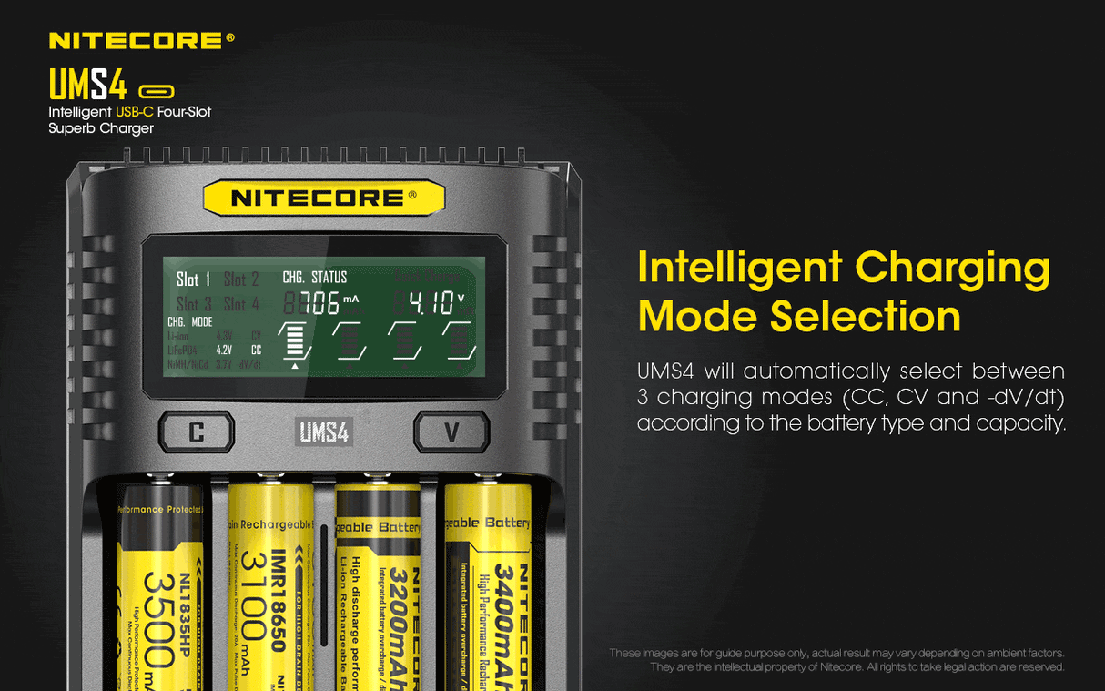 Nitecore UMS4 Four Bay USB-C Li-ion/NiMh Battery Charger