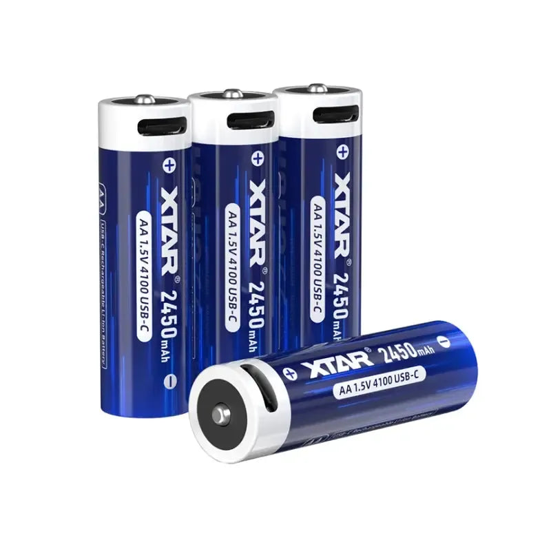 Xtar AA 1.5 V, 2450 mAh USB-C Rechargeable Lithium-ion Protected Battery (4 Pack)