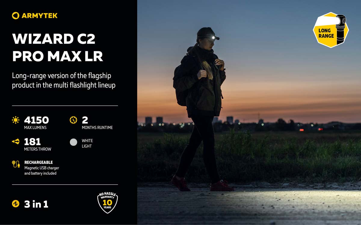 Armytek Wizard C2 Pro Max LR Multipurpose Rechargeable LED Torch