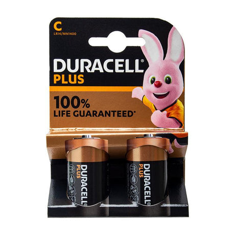 Duracell Plus C Cell Alkaline Batteries (2 Pack)