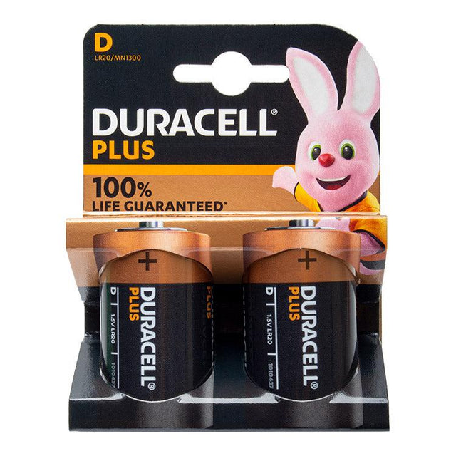Duracell Plus D Cell Alkaline Batteries (2 Pack)