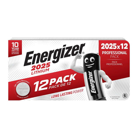 Energizer CR2025 3V Lithium Battery (Pack of 12)