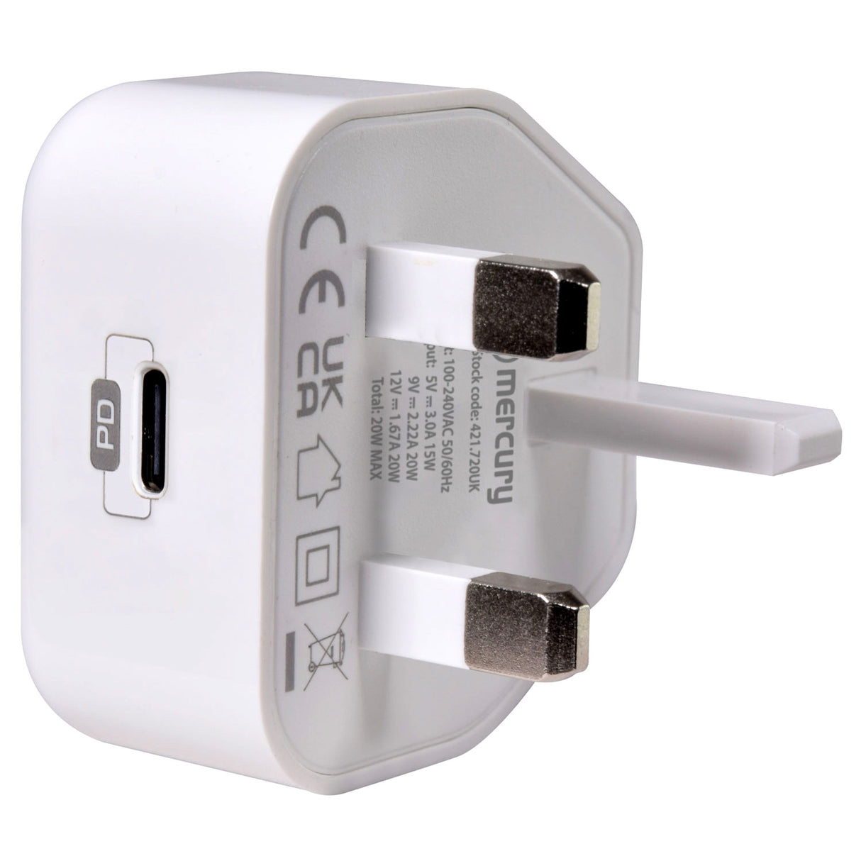 Fast Charge Compact USB-C 20 W PD Mains Charger