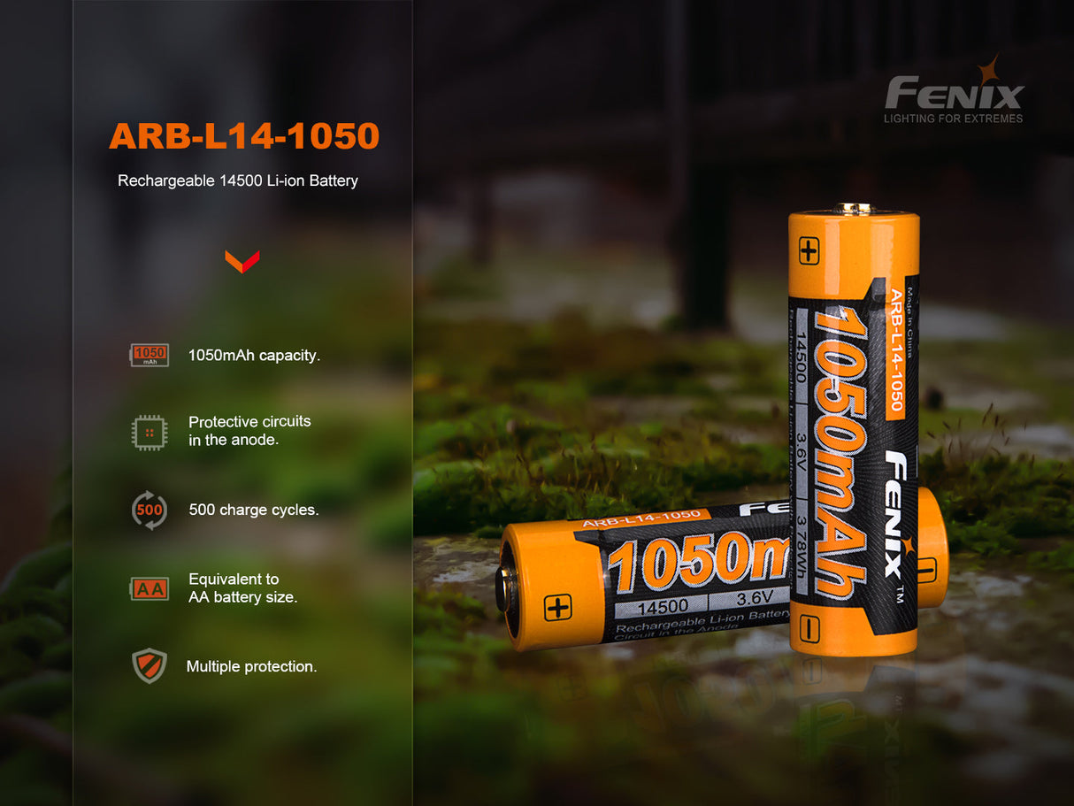 Fenix 14500 3.6 V, 1050 mAh Li-ion Protected Battery