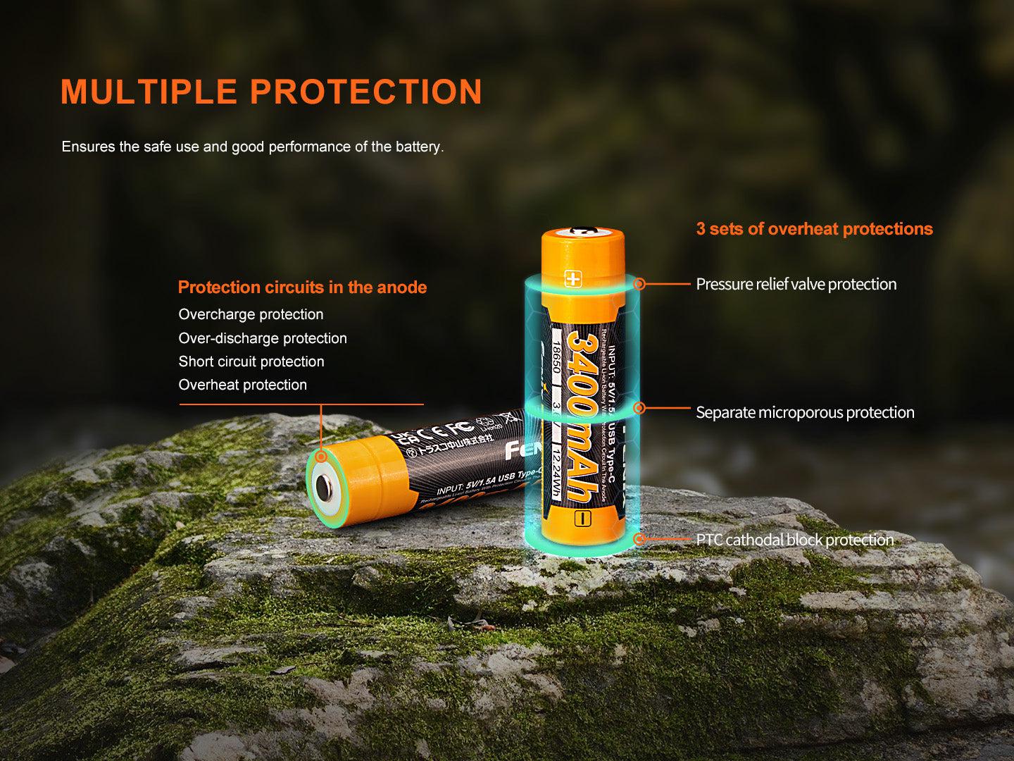 YU✨ Fenix ARB-L18-3400U V3.0, 18650 battery, 3400 mAh | Advantageously