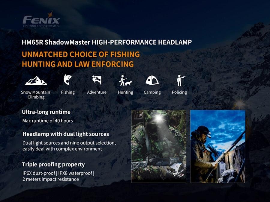 Faro Fenix HM65R ShadowMaster – LED Bianco E Rosso, 1200 Lumen, Ricaricabile, Per Pesca, Caccia, Uso Militare - 3