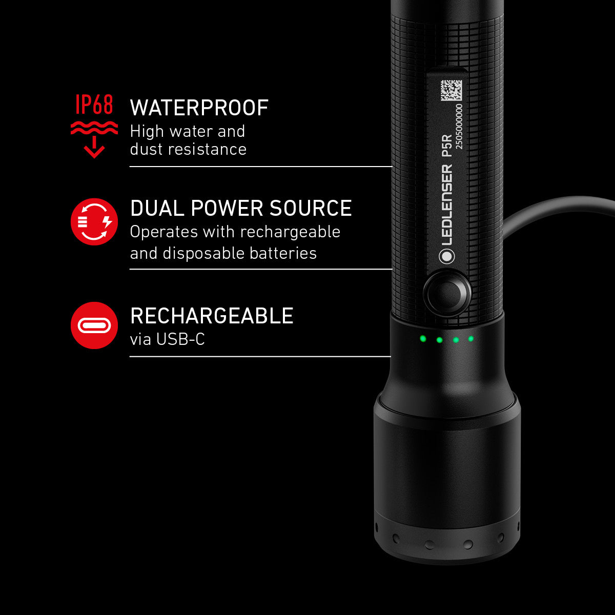 Ledlenser P5R Rechargeable LED Torch (2025 P-SERIES)