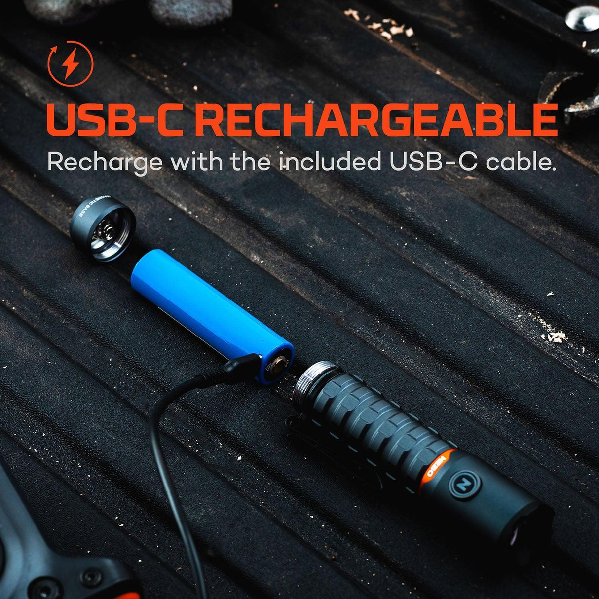 NEBO Torchy 2K Black Line Rechargeable LED Torch (USB-C)