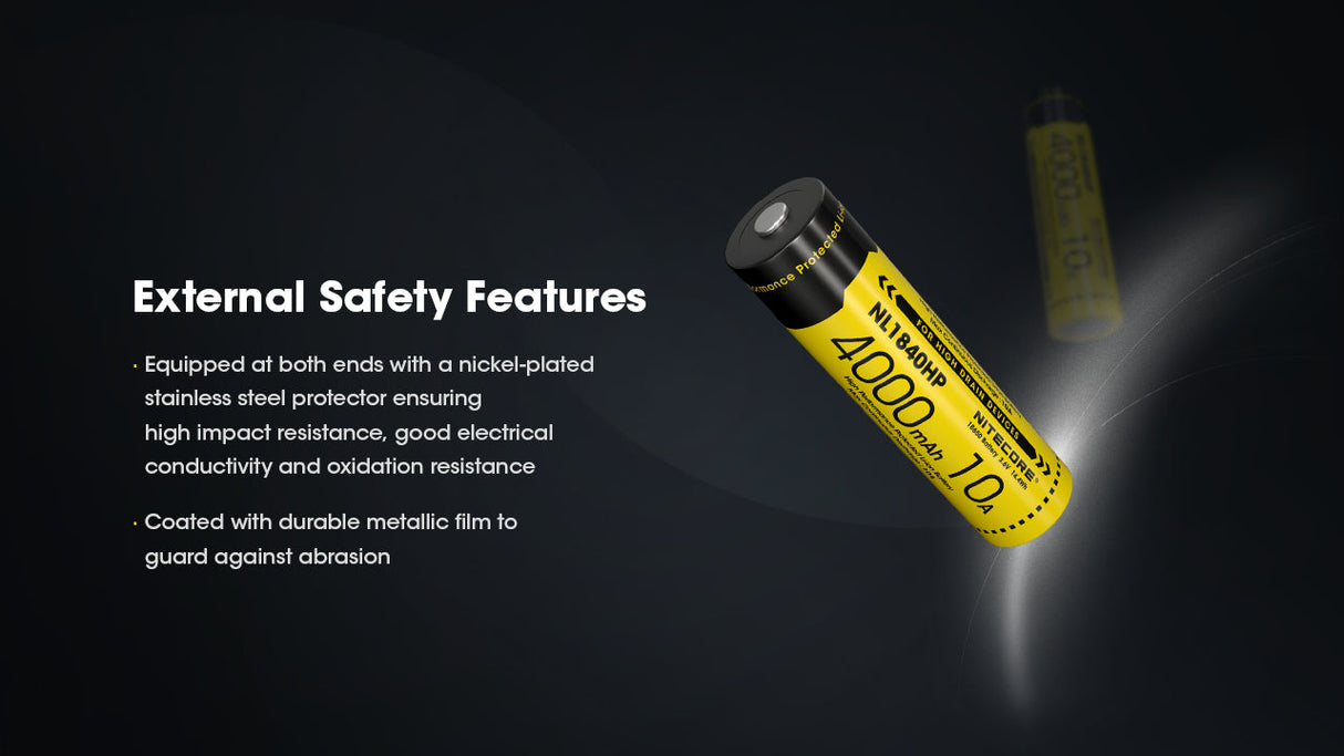 Nitecore 10 A High Discharge 18650 4000 mAh Lithium-ion Protected Battery (NL1840HP)