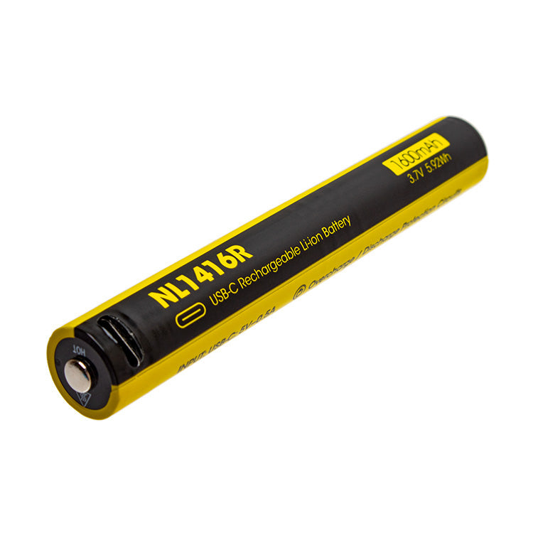 Nitecore 14100 USB-C Rechargeable 3.7 V, 1600 mAh Li-ion Protected Battery for MT2A Pro (NL1416R)
