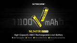 Nitecore 14500 USB-C Rechargeable 3.6 V, 1100 mAh Li-ion Protected Battery for MT1A Pro (NL1411R)