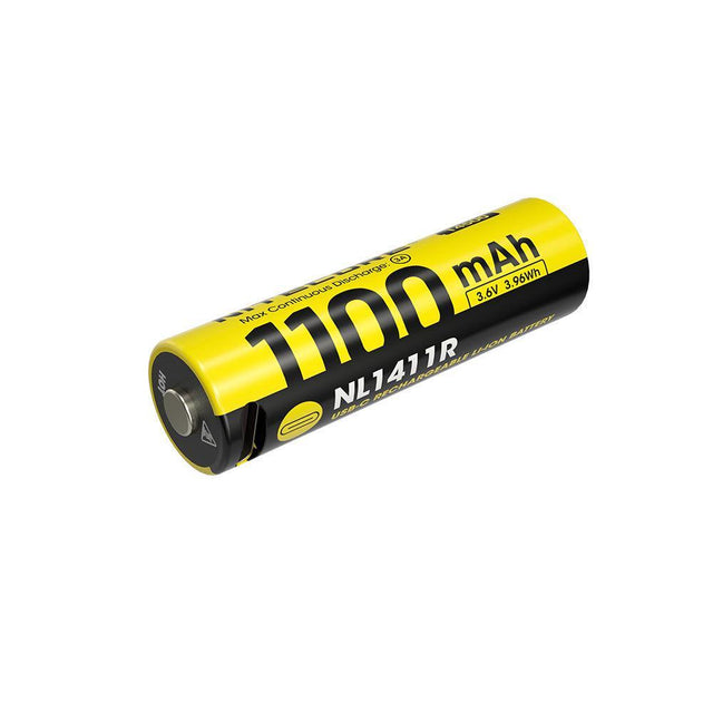 Nitecore 14500 USB-C Rechargeable 3.6 V, 1100 mAh Li-ion Protected Battery for MT1A Pro (NL1411R)