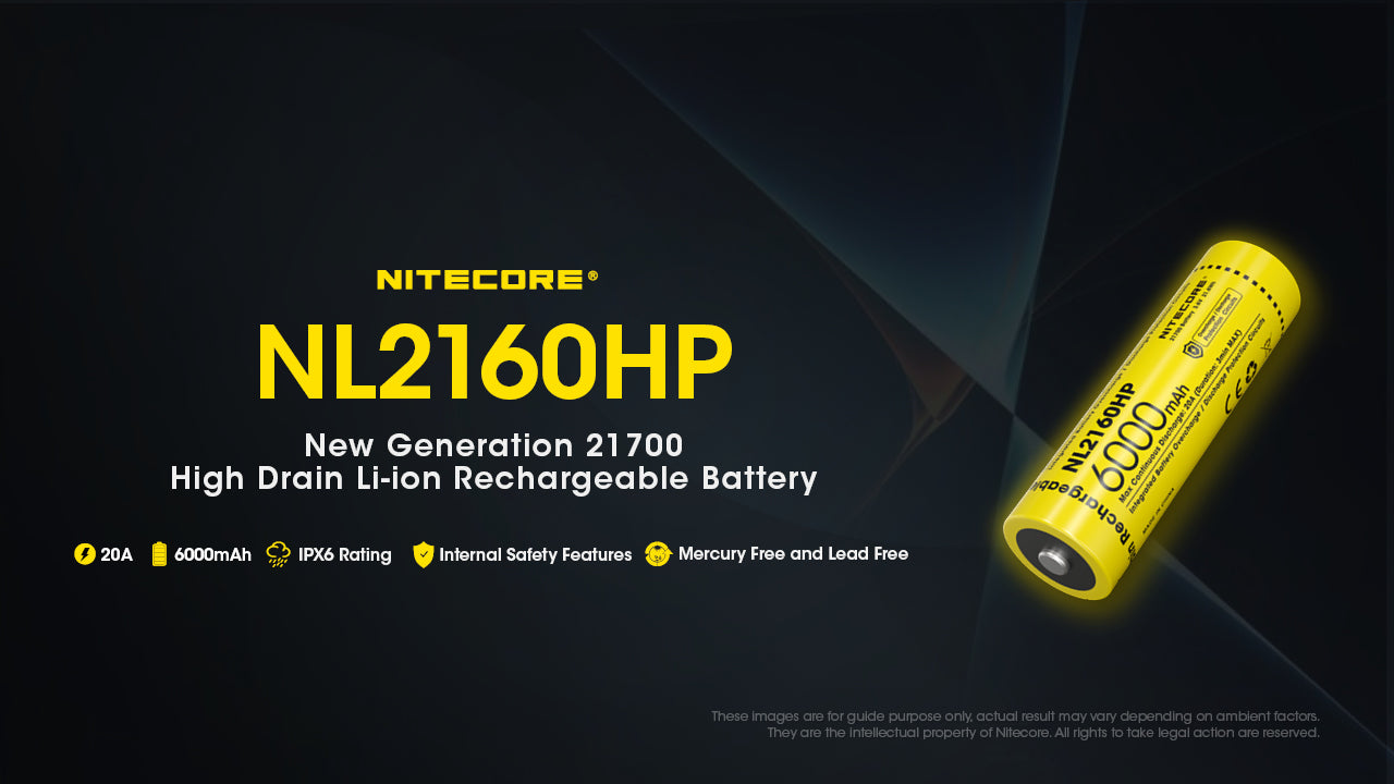 Nitecore 21700 3.6 V, 6000 mAh 20 A High Discharge Lithium-ion