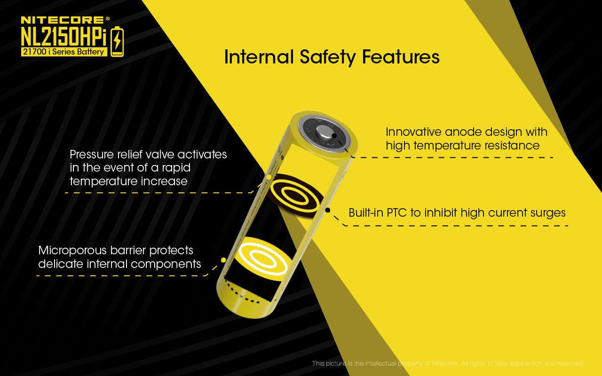 Nitecore 21700 5000 mAh 15 A High Discharge Lithium-ion Protected Battery (NL2150HPi)