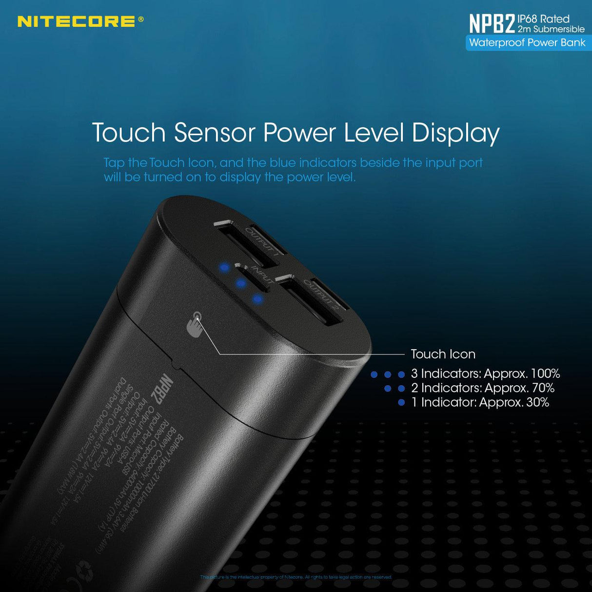 Nitecore NPB2 Waterproof 10000 mAh Power Bank