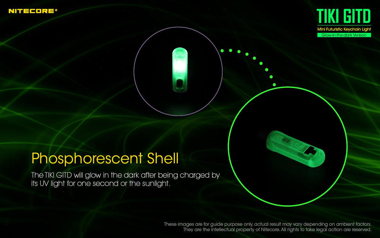 Nitecore TIKI GITD White & UV Rechargeable LED Key Ring Torch