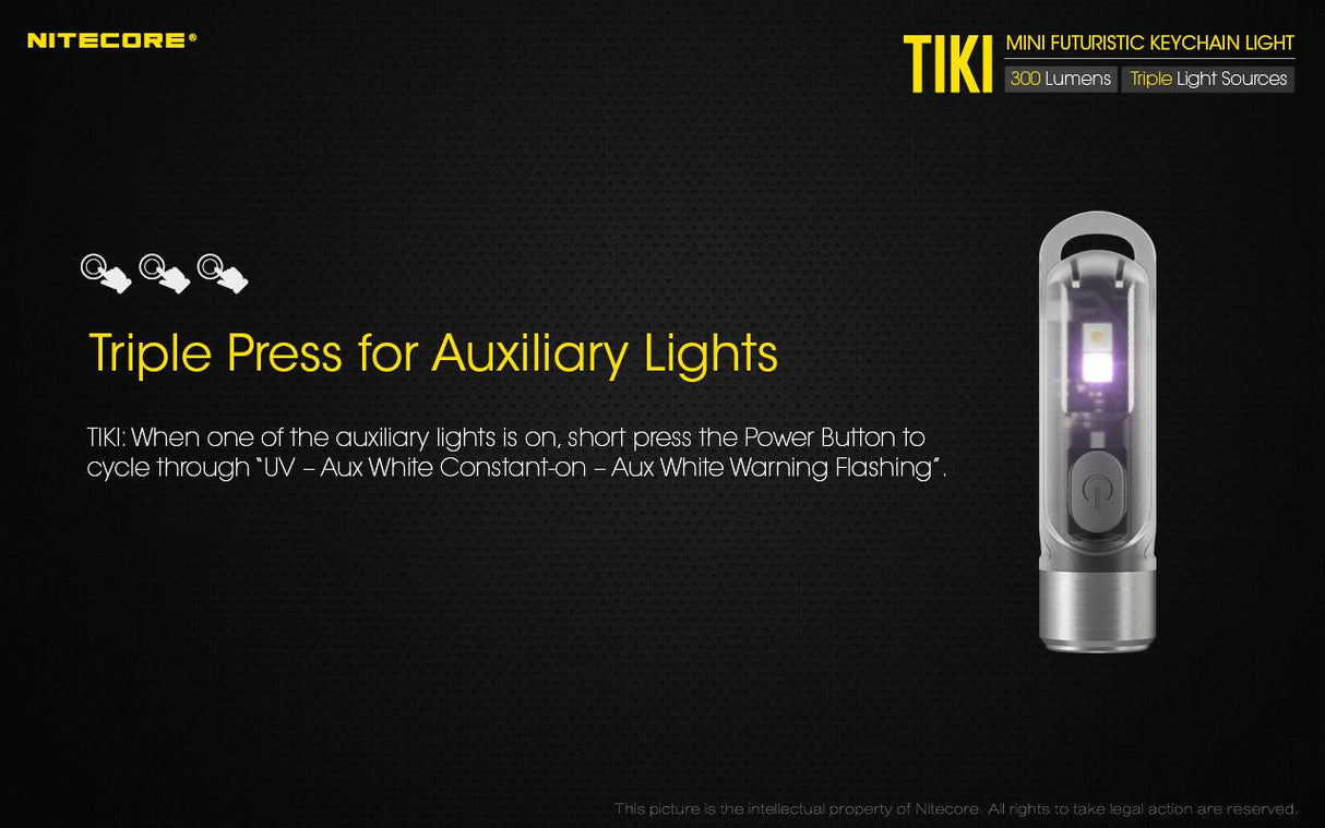 Nitecore TIKI White & UV Rechargeable LED Key Ring Torch